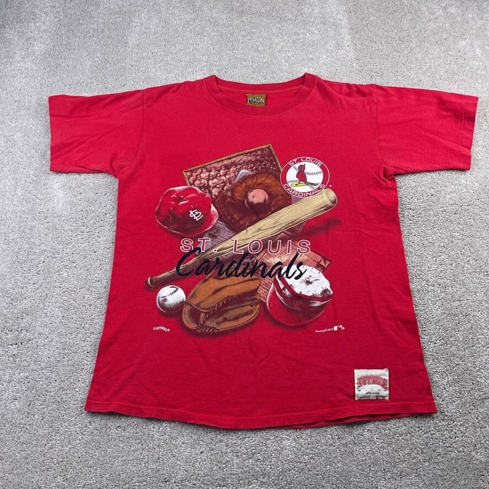 VINTAGE St Louis Cardinals‎ Shirt Mens Medium Red Nutmeg Single Stitch 90s